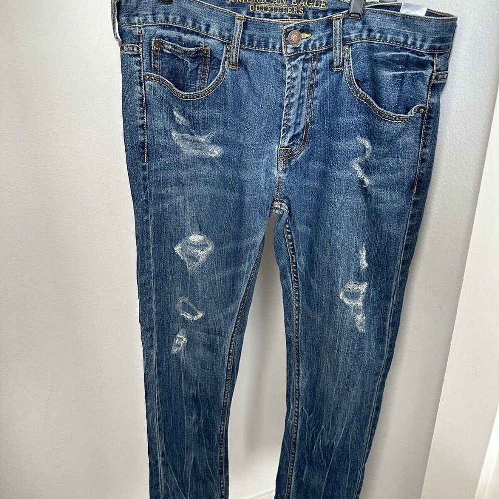 American Eagle Jeans Blue Core Flex Mens Size 33 X 32 Skinny
